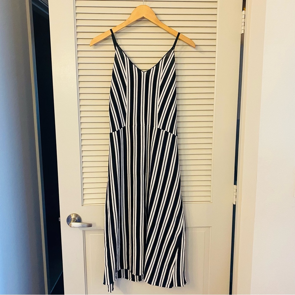 Anna Sammarone Stripe Thin Strap Black & White Midi Dress Size M